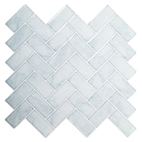 CTG Brands Herringbone Wall Tile, 10" x 10", White Marble, 6 Pack-Ensemble : livré dans une boîte de 6 feuillets de carreaux muraux de qualité supérieure, adaptés aux surfaces lisses et propres