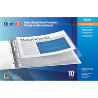 QuickFit Protège-feuilles Format Grand Livre (11 po x 17 po), Résistant insertion par le haut, transparent (10/pqt)-pour du papier au format 8,5 "x 17"