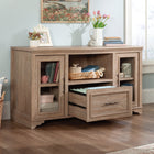 Sauder - La Collection Rollingwood ® Crédence - Finition Brushed Oak™-Tablette réglable derrière chaque porte encadrée en verre trempé. 