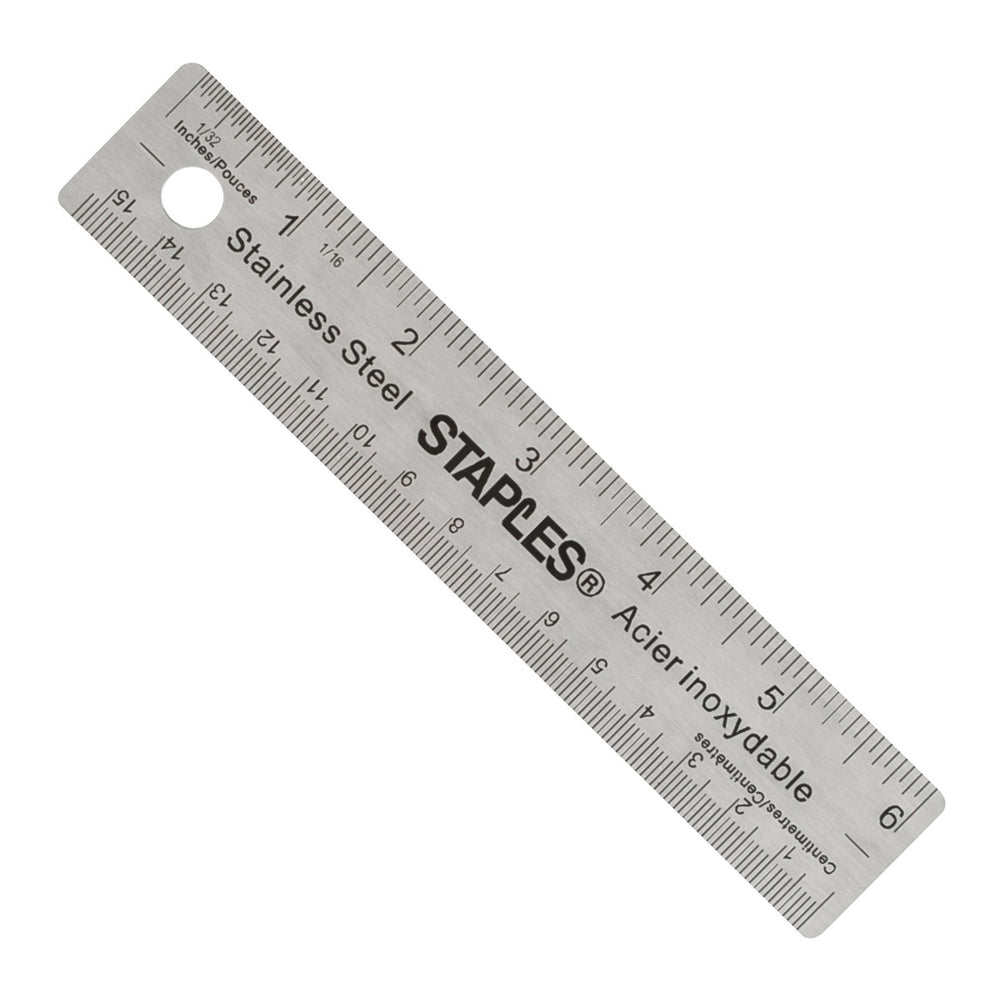 Staples - Règle en acier inoxydable, 6 po/15 cm