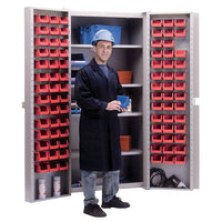 KLETON – Armoires à combinaison à portes creuses, 84 bacs, rouge-Robuste et entièrement soudée de calibre 16, armoire à combinaison bac/tablette