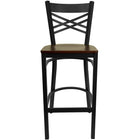 Flash Furniture - Tabouret de bar de la série HERCULES en métal noir et dossier ''X'' -  Siège en bois d'acajou-Ensemble de 2 tabourets de bar en métal pour la salle à manger