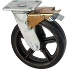 Kleton - Roulette Moulé, Pivotant Avec Frein, 8po (203,2 Mm), Caoutchouc, 600 Lb (272 Kg), paquet de 3-Dia. des trous de boulon 7/16po (11 mm)