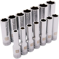 Dynamic Tools – Ensemble de 14 douilles 6 pans profondes métriques, à prise de 3/8 po, 6 mm à 19 mm-Contient : 6, 7, 8, 9, 10, 11, 12, 13, 14, 15, 16, 17, 18, 19 (mm)