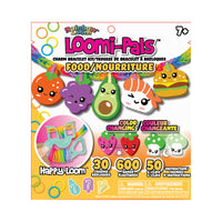 Rainbow Loom - Trousse de bracelet à breloques Loomi Pals - Nourriture-Comprend 600 élastiques colorés, 1 Happy Loom, 30 adorables breloques sur le thème du nourriture, 20 pendentifs, 40 autocollants et 50 G-Clips