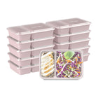Bentgo - Prep Récipient de préparation de repas à 2 compartiment - Rose poudré - Paquet de 10-Chaque boîte à lunch a le volume estampé sur le plateau et est parfaite pour une entrée et un plat d'accompagnement