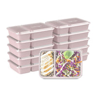 Bentgo - Prep Récipient de préparation de repas à 2 compartiment - Rose poudré - Paquet de 10-Chaque boîte à lunch a le volume estampé sur le plateau et est parfaite pour une entrée et un plat d'accompagnement