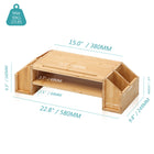 Fenge - Bamboo Monitor Stand - Support pour moniteur d'ordinateur à 2 niveaux+4 fentes de rangement - Support pour téléphone-Capacite de charge maximale : 22 livres