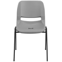 Flash Furniture - Chaise coquille grise, empilable et ergonomique de la série HERCULES avec cadre noir, capacité de 880 lb-Ensemble de 5 chaises empilables polyvalentes