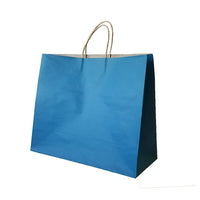Wamaco - Sacs de magasinage Kraft couleur, 16 x 6 x 13 (po), bleu, paquet de 100-Sacs de magasinage Kraft couleur