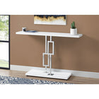 Monarch Specialties - 3266 Table D'Appoint - 48 po L/Blanc Lustre/Metal Chrome-Base en métal chromé au détails géométriques
