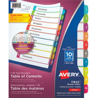 Avery Ready Index Intercalaires personnalisables avec table des matières - 11842-10 onglets, 1 jeu