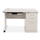 CB Office Stellia Metal Utility Computer Desk - Matte White and Grey-Bureau d’ordinateur utilitaire en acier avec classeur en acier pour rangement de documents en format lettre ou légal