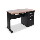 CB Office Stellia Metal Utility Computer Desk - Matte Black and Walnut-Classeur en acier comprenant 2 tiroirs simples et 1 tiroir classeur pouvant accueillir des documents en format lettre ou légal