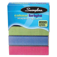 SwinglineMC – Agrafes de couleurs vives de 1/4 po, boîte de 2000-Agrafes de haute qualité qui offrent une pénétration du papier uniforme et moins de bourrages