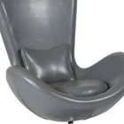 Chaise d’appoint salon-réception de série Œuf en cuir gris (CH-162430-GY-LEA-GG)-Taille de l'oreiller: 12 à 13 larg. x 8 à 10 haut. x 2 d'épaisseur (po)