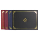 St. James - Porte-certificats/porte-documents - feuille d'or - finition lin - rouge - paquet de 5-Papier de couverture de qualité supérieure, 230 g, texturé en lin avec un élégant motif de feuille d'or