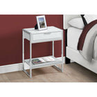 Monarch Specialties - 3480 Table D'Appoint - 24 po H/Blanc Lustre/Metal Chrome-Étagère inférieure ouvert pour stocker ou afficher des objets supplémentaires