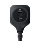 360 Electrical - PowerBall32 Hub de chargement tressé à 3 prises de 32 W - Noir obsidienne-3 prises multiplans adaptées aux grandes fiches et organisent les cordons pour une configuration optimale