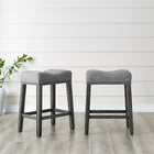 Brassex – Tabouret de comptoir Oakland, 26 po, style selle, ensemble de 2, gris-Deux tabourets de comptoir inclus