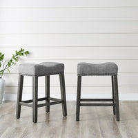 Brassex – Tabouret de comptoir Oakland, 26 po, style selle, ensemble de 2, gris-Deux tabourets de comptoir inclus