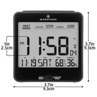 Marathon – Horologe de table atomique avec veilleuse automatique, indique confort et chaleur, noir -Affiche l'heure, la date, le jour de la semaine, la température et l'humidité