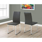 Monarch Specialties - 1094 Chaise - Simili-Cuir Gris/Chrome - Paquet de 2-Fini chromé, aspect en cuir