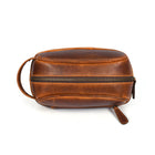 Tolredo Poseidon Leather Toiletry Bag - Brown-Fermeture éclair YKK de haute qualité