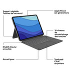 Logitech Combo Touch - Étui-clavier rétroéclairé pour Apple iPad Pro 12,9 po (5e génération) - Gris Oxford-Rangement pour Apple Pencil : chargez facilement votre Apple Pencil grâce à une ouverture pratique sur le côté de l'étui pour iPad Pro