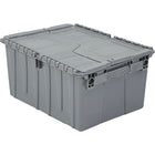 Orbis FlipakMC – Contenants distribution en plastique polyéthylène (PE), 11,8 x 9,8 po, gris, 3/paquet-Réutilisables et remboursables, les contenants avec couvercles attachés sont parfaits pour la distribution de produits en gros et comme contenants de cueillette