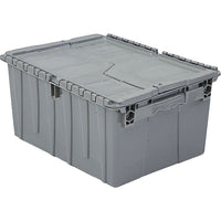 Orbis FlipakMC – Contenants distribution en plastique polyéthylène (PE), 11,8 x 9,8 po, gris, 3/paquet-Réutilisables et remboursables, les contenants avec couvercles attachés sont parfaits pour la distribution de produits en gros et comme contenants de cueillette