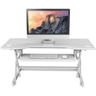 Rocelco - DADR46-WH Élévateur de bureau à hauteur réglable de luxe avec plage de levage verticale améliorée - Blanc-Nouveau plateau de clavier plus large pour accueillir les claviers ergonomiques et de jeu