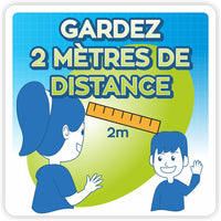 Eddie's - Gardez une distance de 2 m - autocollant de distanciation sociale, 7,50 "x 7,50", vinyle-Des graphiques et des messages faciles à comprendre