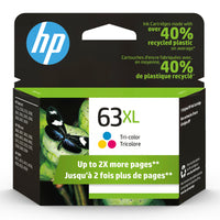 HP 63XL Cartouche d'encre tricolore à rendement élevé d'origine (F6U63AN)-Couleurs: Tricolore