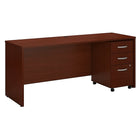 Bush – Bahut pour coquille de bureau Westfield de 72 po de largeur et classeur sur roulettes à 3 tiroirs, cerisier acajou-La surface en stratifié Diamond Coat résiste aux égratignures et aux taches et reste belle même après des années