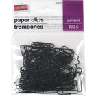Staples - Trombones recouverts de vinyle standards, noir, paquet de 100-Trombones en vinyle qui glissent facilement