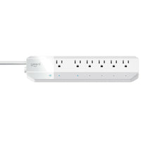 Protecteur de surtension Wi-Fi intelligent à 6 prises Geeni SURGE - Blanc-Avec 6 prises individuelles intelligentes de Geeni SURGE 6-Outlet Smart Wi-Fi Surge Protector, tout ce que vous branchez peut être allumé et éteint indépendamment de n'importe où à l'aide de l'application Geeni.