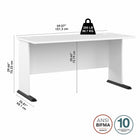 Bush Business Furniture - Bureau d'ordinateur 60 po l Studio A - blanc/blanc-La surface de 60 po du bureau comprend deux passe-fils integres pour garder les fils et les câbles en ordre