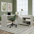Sauder - La Collection Porto Palma Bureau avec Credence - Finition Haze Acacia-Dessus durable de 1 po. d'epaisseur.