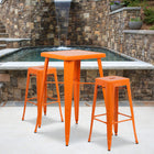 Flash Furniture – Ensemble avec table bistro et 2 tabourets sans dossier, int/ext, métal, orange (CH31330B230SQOR)-27,75 larg. x 27,75 prof. x 40 haut. (po)/carré