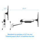 ShoppingAll Support mural pneumatique à ressort à gaz pour écran unique - Blanc-Le système de vérin à gaz intégré permet de régler sans effort la position de votre moniteur et de votre téléviseur