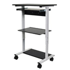 Luxor – Poste de travail debout ajustable (STAND-WS30) à trois tablettes, noir/blanc-Assemblage requis