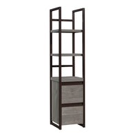 Sauder - Manhattan Gate Bibliothèque étroite à 2 étagères - Mystic Oak-Deux tiroirs classeurs avec glissières à extension complète peuvent contenir des dossiers suspendus de format lettre