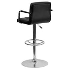 Flash Furniture – Tabouret de bar ajustable en vinyle matelassé noir avec pied et accoudoirs chromés (CH102029BK)-Revêtement à conception matelassé