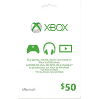 XBOX â€“ Carte-cadeau de 50 $-Les récompenses Air Miles ne s'appliquent pas sur l'achat de cartes-cadeaux.