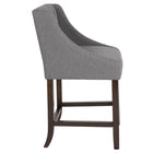 Flash Furniture – Tabouret de comptoir 24 po, de style transitionnel série Carmel, fini noyer, tissu gris foncé -Rembourrage en tissu gris foncé