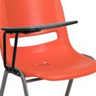 Flash Furniture - Chaise coquille ergonomique orange avec accoudoir-tablette rabattable pour droitiers, paquet de 5-Conception à dossier et siège en plastique orange aux contours ergonomiques