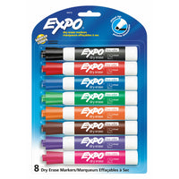 Expo® - Marqueurs à effacement sec, pointe biseautée, couleurs variées, paq./8-Ayez en main une quantité suffisante de marqueurs pour tableau blanc dans une variété de couleurs