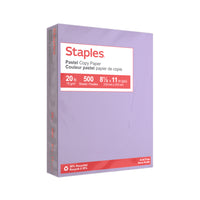 Papier à copies recyclé à 30 % de Staples, couleurs pastel, format lettre, 8 1/2 po x 11 po – Lilas – 500 feuilles-Des couleurs qui attirent l’attention sur vos documents