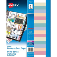 Avery® 75355 Porte-cartes d'affaires avec onglets, transparents, 5/paquet-Protégez et classez les cartes professionnelles